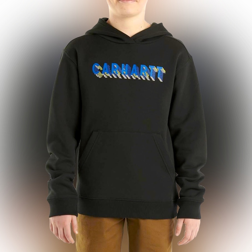 🌺Boy’s Carhartt Black Fleece Hoodie | Sweatshirt with Blue Logo🌸🌺